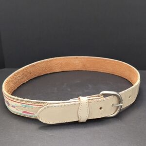 Brushy Creak ,Full Grain Cowhide Leather Women's Belt with Aztec Pattern,Size 34